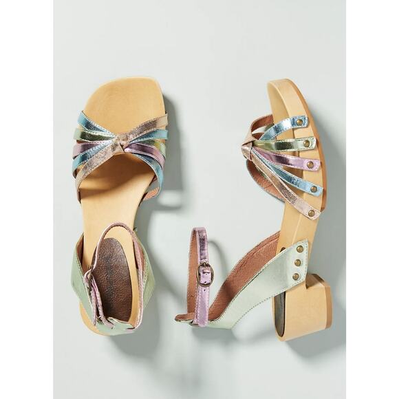 Jeffrey Campbell Metallic Platform Strappy Clog Sandal SZ 9.5 EUC - Picture 1 of 9